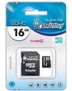 Карта памяти Smart Buy microSDHC Class 4 16 Гб SD адаптер SB16GBSDCL4 01 Smartbuy