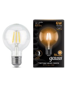 Лампа светодиодная филаментная G95 6Вт Е27 2700K 105802106 Gauss
