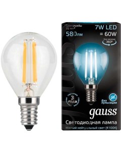 Лампа светодиодная филаментная А60 7Вт Е14 4100К LED Filament Globe Gauss