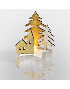 Новогоднее украшение Деревянная фигурка с подсветкой Домик в лесу 504 043 Neon-night