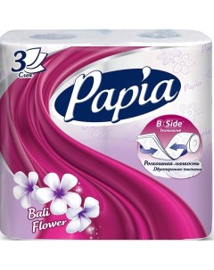 Бумага туалетная белая с ароматом Балийский цветок трехслойная 4шт Papia