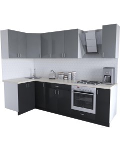 Кухонный гарнитур Кристалл Люкс 1200х2700 угловой черный глянец серый пыльный Хоум лайн