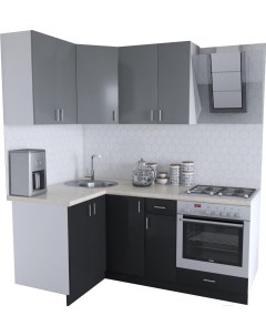 Кухонный гарнитур Кристалл Люкс 1200х1900 угловой черный глянец серый пыльный Хоум лайн