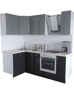 Кухонный гарнитур Кристалл Люкс 1200х2200 угловой черный глянец серый пыльный Хоум лайн