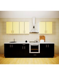 Кухонный гарнитур Кристалл 2700 черный глянец ванильный глянец Хоум лайн