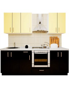Кухонный гарнитур Кристалл 2600 черный глянец ванильный глянец Хоум лайн