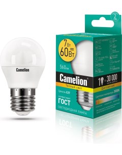 Светодиодная лампочка LED7 G45 830 E27 12070 Camelion