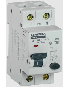 Автоматический выключатель дифференциального тока АВДТ32 C6 Generica