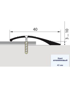 Порог алюм п/к (кант) 40мм 0,9 груша белая Domoletti