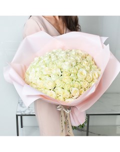 Букет из белоснежных роз 101 шт 40 см Л'этуаль flowers