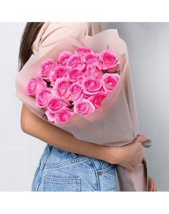 Букет из розовых роз 19 шт 40 см Л'этуаль flowers