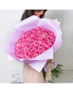 Букет из розовых роз 71 шт 40 см Л'этуаль flowers