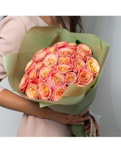 Букет из персиковых роз 21 шт 40 см Л'этуаль flowers