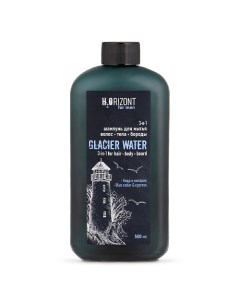 Шампунь 3в1 для мытья волос тела и бороды GLACIAR WATЕR с маслом кедра H2ORIZONT for men Vilsen
