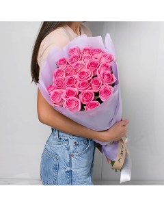 Flowers Букет из розовых роз 21 шт 40 см Л'этуаль flowers
