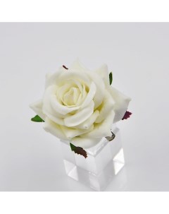 Заколка брошь Белая роза 22 карата