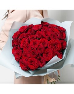 Букет из бордовых роз 35 шт 40 см Л'этуаль flowers