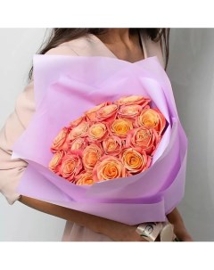 Букет из персиковых роз 19 шт 40 см Л'этуаль flowers