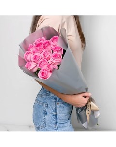 Букет из розовых роз 15 шт 40 см Л'этуаль flowers