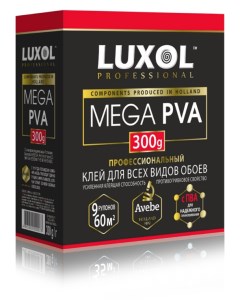 Клей обойный MEGA PVA Professional коробка 300г Luxol
