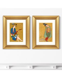Набор из 2 х репродукций картин в раме пилигрим из мешхеда персия 1598г желтый 40x50 см Картины в квартиру