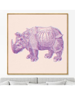 Репродукция картины на холсте rhino rebirth 2022г синий 105x105 см Картины в квартиру