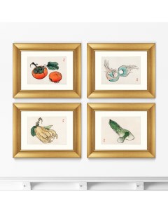 Набор из 4 х репродукций картин в раме persimmons kuwai bulbs etrog and gourds 1885г мультиколор 50x Картины в квартиру