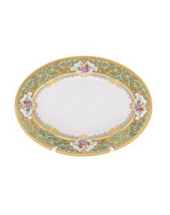Блюдо овальное opal seladon gold 24 см золотой 24x17 см Falkenporzellan