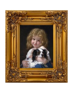 Репродукция картины девочка с собачкой золотой 34x39x4 см Object desire