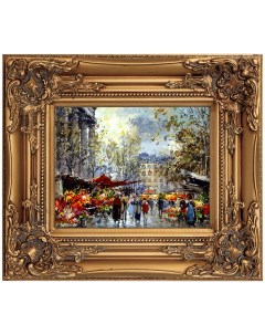 Репродукция цветочный рынок мадлен в картинной раме шелли золотой 34x39x4 см Object desire