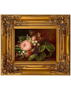 Репродукция картины натюрморт с розами и ландышами золотой 34x39x4 см Object desire