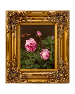 Репродукция картины натюрморт с розами золотой 34x39x4 см Object desire