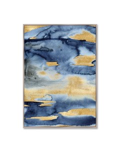 Репродукция картины на холсте golden skies синий 75x105 см Картины в квартиру