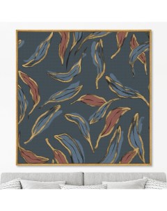 Репродукция картины на холсте symphony of leaves no 7 2020г синий 105x105 см Картины в квартиру