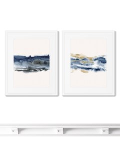 Набор из 2 х репродукций картин в раме seashore composition синий 42x52 см Картины в квартиру