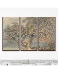 Репродукция картины на холсте из 3 х частей a great tree 1796г коричневый 157x105 см Картины в квартиру
