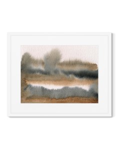 Репродукция картины в раме lake in late autumn коричневый 52x42 см Картины в квартиру