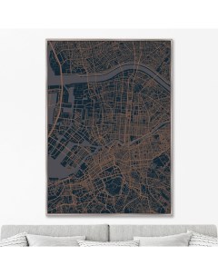 Репродукция картины на холсте underground geometry of tokyo 2020г черный 75x105 см Картины в квартиру