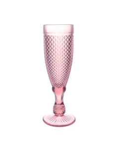 Набор бокалов для шампанского мелкий ромб розовый Royal classics