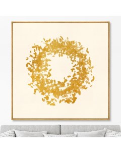 Репродукция картины на холсте autumn leaf fall in a gold 2021г золотой 105x105 см Картины в квартиру