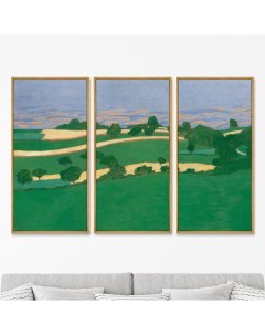 Репродукция картины на холсте из 3 х частей corn fields 1900г зеленый 157x105 см Картины в квартиру