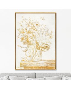Репродукция картины на холсте vase with flowers 1801г золотой 75x105 см Картины в квартиру