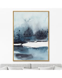 Репродукция картины на холсте winter lake 2021г синий 75x105 см Картины в квартиру