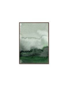 Репродукция картины на холсте fog in the mountains зеленый 75x105 см Картины в квартиру