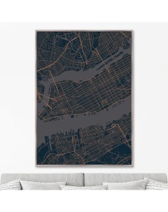 Репродукция картины на холсте underground geometry of new york 2020г черный 75x105 см Картины в квартиру