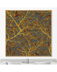 Репродукция картины на холсте symphony of leaves no 6 2020г золотой 105x105 см Картины в квартиру