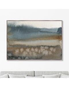 Репродукция картины на холсте symphony of autumn lake in the fog коричневый 105x75 см Картины в квартиру