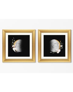 Набор из 2 х репродукций картин в раме lunar composition no3 черный 60x60 см Картины в квартиру