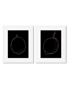 Набор из 2 х репродукций картин в раме fruit in the night черный 42x52 см Картины в квартиру