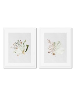 Набор из 2 х репродукций картин в раме floral set in pale shades no3 мультиколор 42x52 см Картины в квартиру